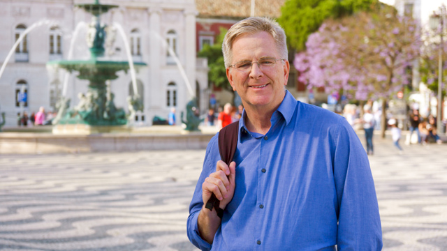 Rick in Rossio square in Lisbon, Portugal